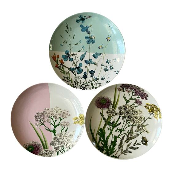 Set of 3 Bloomingville Floral Botanical 8.25" Appetizer Salad Plates - Picture 8 of 16